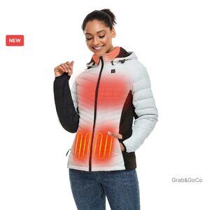 Heated Down Jacket Lightweight USB-C Rechargeable Battery Warm Winter Coat